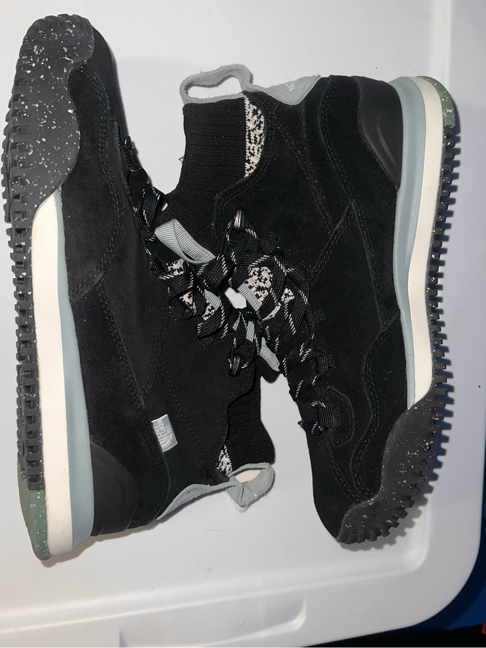 The North Face Women's Black Lace-Up High-Top Boots with Light Gray Accents